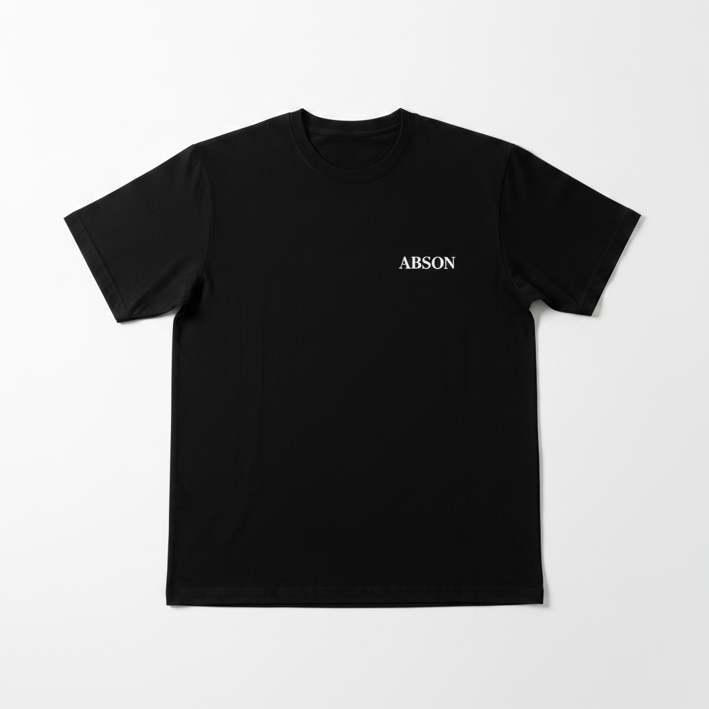 ABSON Black T-Shirt Flat Lay